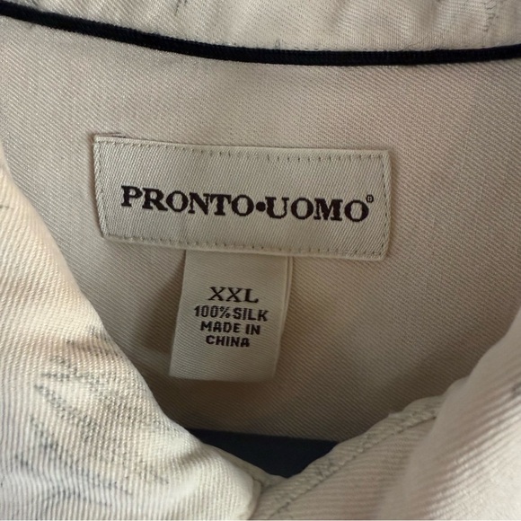 Pronto Uomo Casual Tan Shirt 100% Silk 
 Size XXL Short Sleeve - Picture 6 of 12
